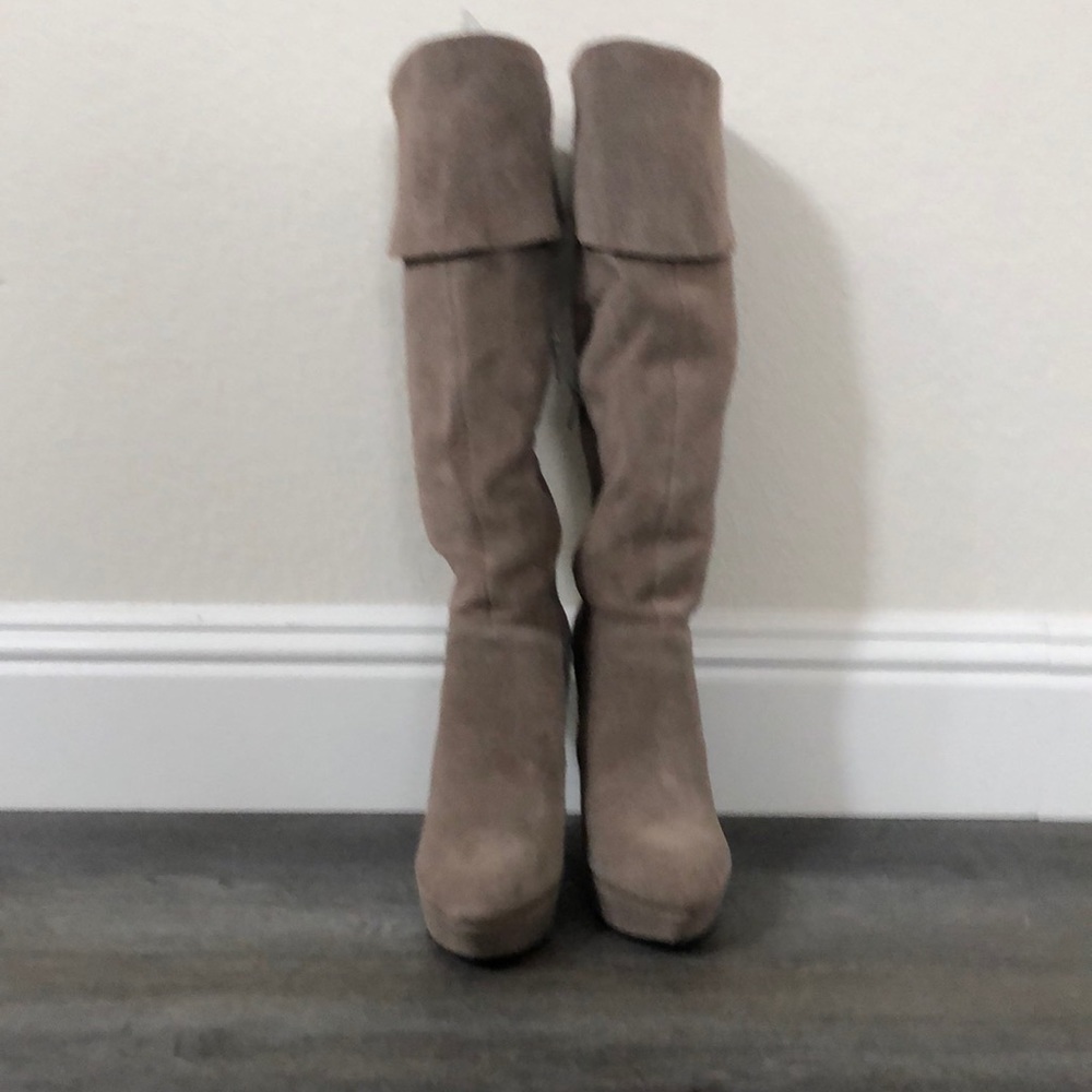 Aldo Taupe Suede wedge Knee high boots